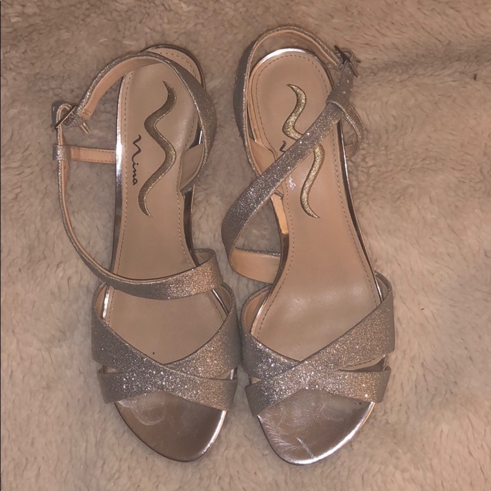 Silver kitten heels
